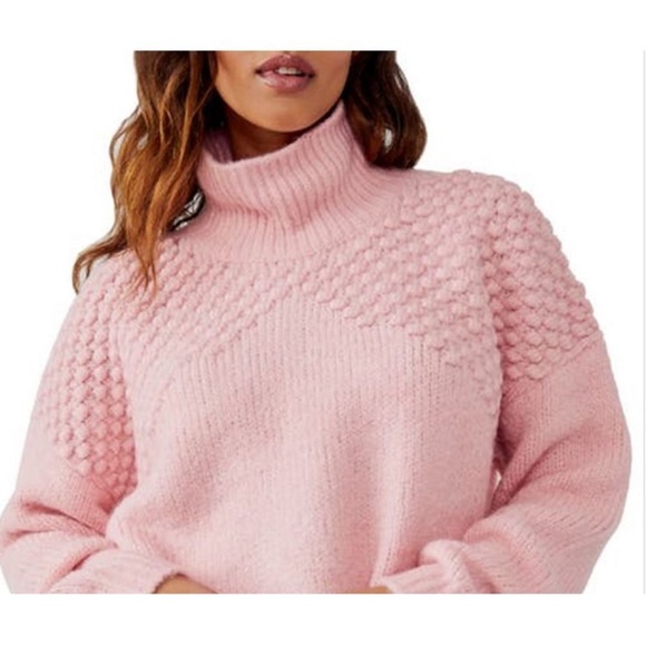 Free People Bradley Turtleneck Pullover Sweater Pink - Picture 7 of 7